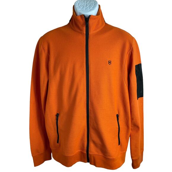 Victorinox Tailored Fit Full Zip Jacket Mens Size M Orange Sweatshirt - Picture 1 of 10